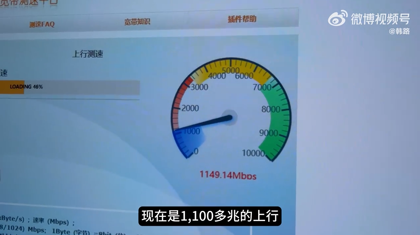 全中国最快家庭宽带 万兆光网实测：下行9500 上行1100