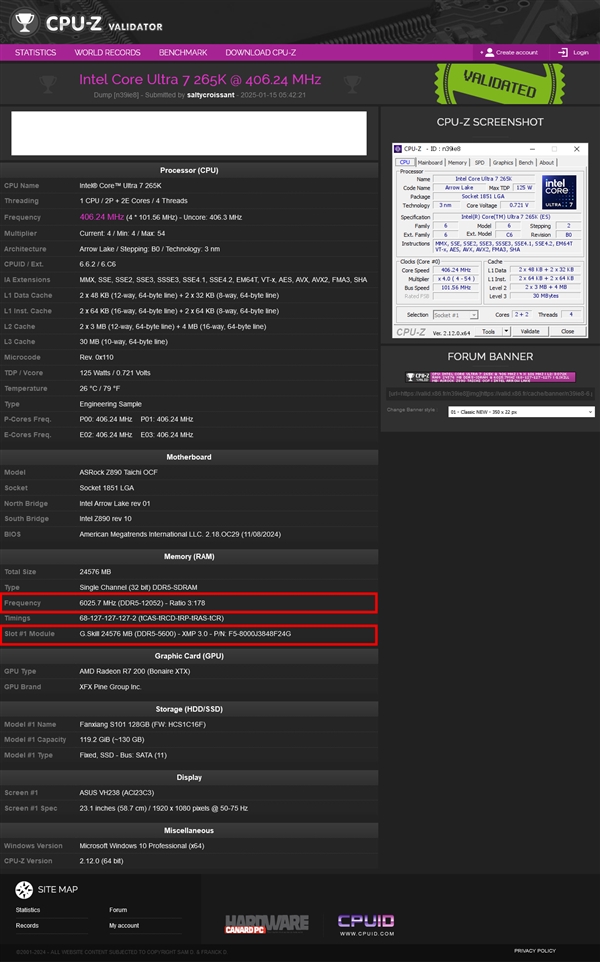 风冷首次超12GHz！芝奇内存冲上DDR5-12054